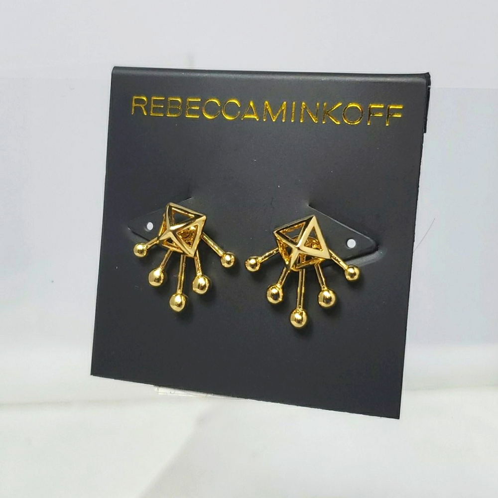 Rebecca Minkoff Pyramid Fan Stud and Jacket Earrings